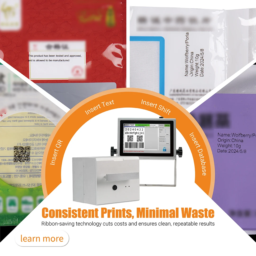Automatic Docod TTO Printer Automatic Date Coding Machine R4000 OEM/ODM Industrial Thermal Transfer Overprinters For Food Film