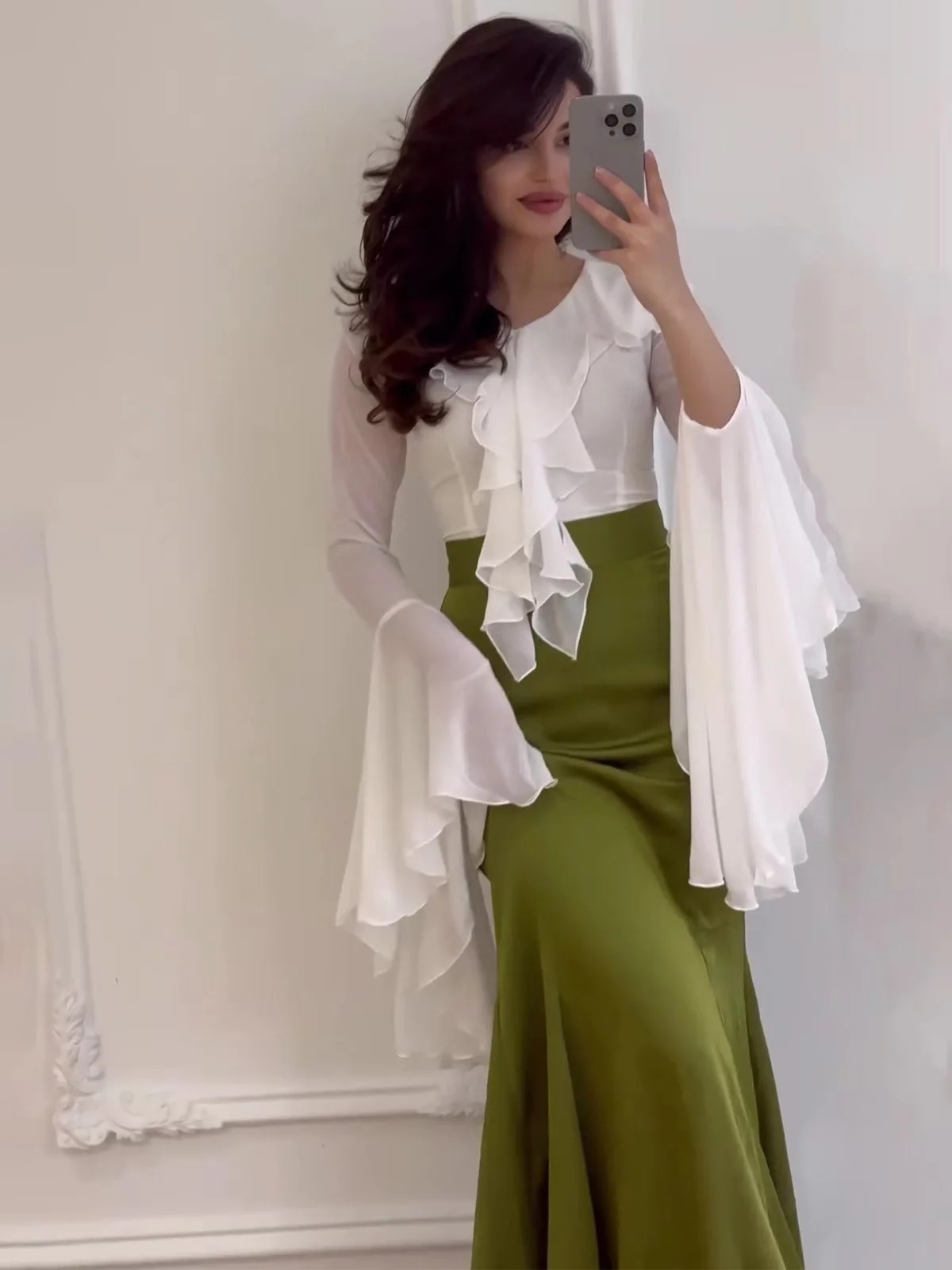 Sweet Long Sve Lotus Le Trim Dr. Bodycon Mid Waist Splice Sle Faionable Ele Damen Dr V Ne Reißverschluss