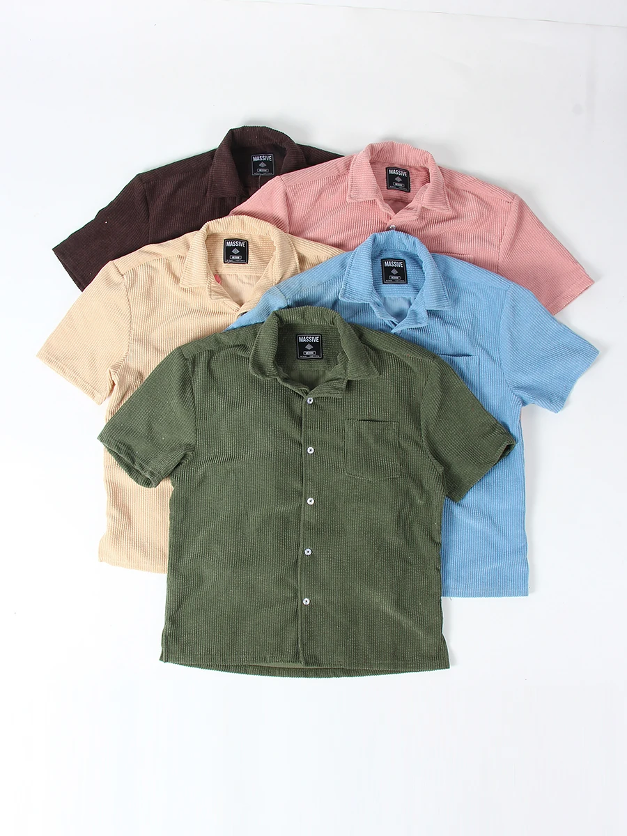 

Повседневный кубинский воротник ort Sve Мужская одежда свободного покроя Цветная рабочая одежда Полиэфирное волокно Лето Обычный Тонкий