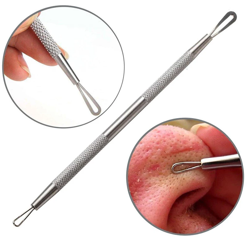 Blackhead Remover เครื่องมือทําความสะอาด Non SLIP Double HEAD Blackhead Blemish เข็มสิวสแตนเลส Conmetics เครื่องมือ