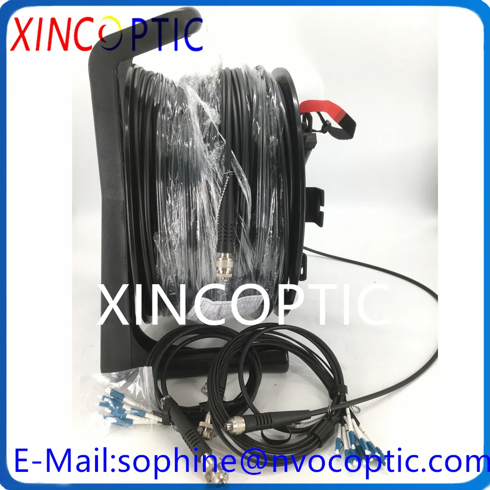 

200M,SM,8C,G657A1,5.0mm TPU Armored Black Cable,8F ODCMPO Male Round Connector With PCD310 Roll and 2Pcs 8C ODC-MPO to LC Jumper