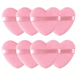 8pcs Pink Heart Shaped Dry/Wet Dual-Use Powder Puff, Made of Crystal Velvet, Suitable for Loose Powder, Setting ,Beauty Tools