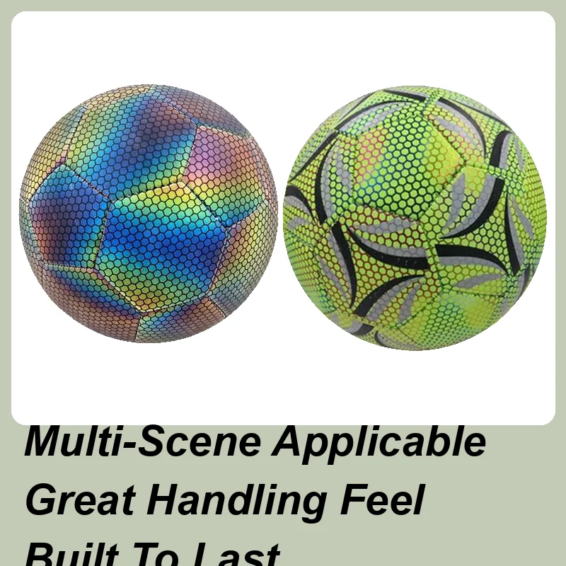

1pc High density PU leather Size 5 Reflective Football Luminous Colorful Waterproof Soccer Ball For Indoor And Outdoor Training