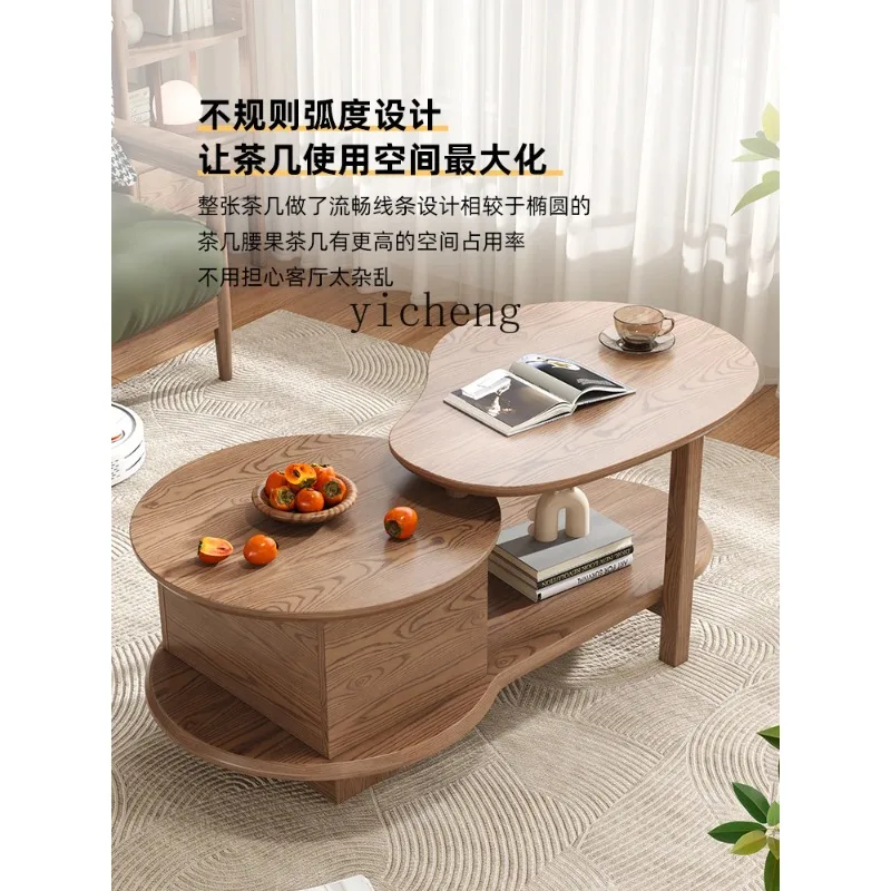 Cj-18 Nordic all-solid wood coffee table small apartment household size round tea table ash wood