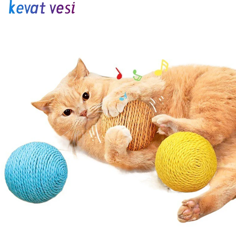 

Cat Ball Toys Sisal Bite-Resistant Pet Cat Chew Toys Kitten Teeth Cleaning Playing Interactive Toys Cat Scratcher Pet Supplies