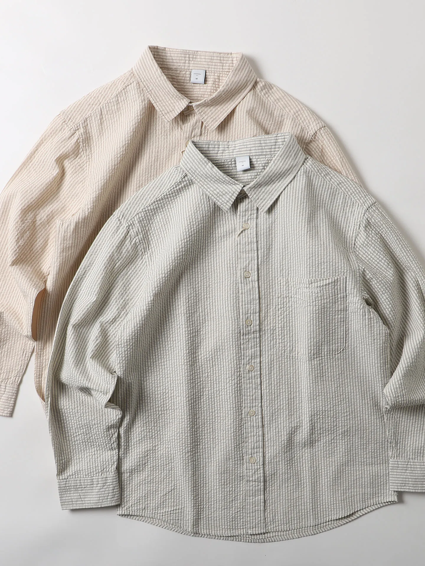 

Мужская повседневная рубашка из чистого хлопка с длинным рукавом, свободного кроя, в полоску, на пуговицах, винтажная, в японском стиле, с музыкальным принтом