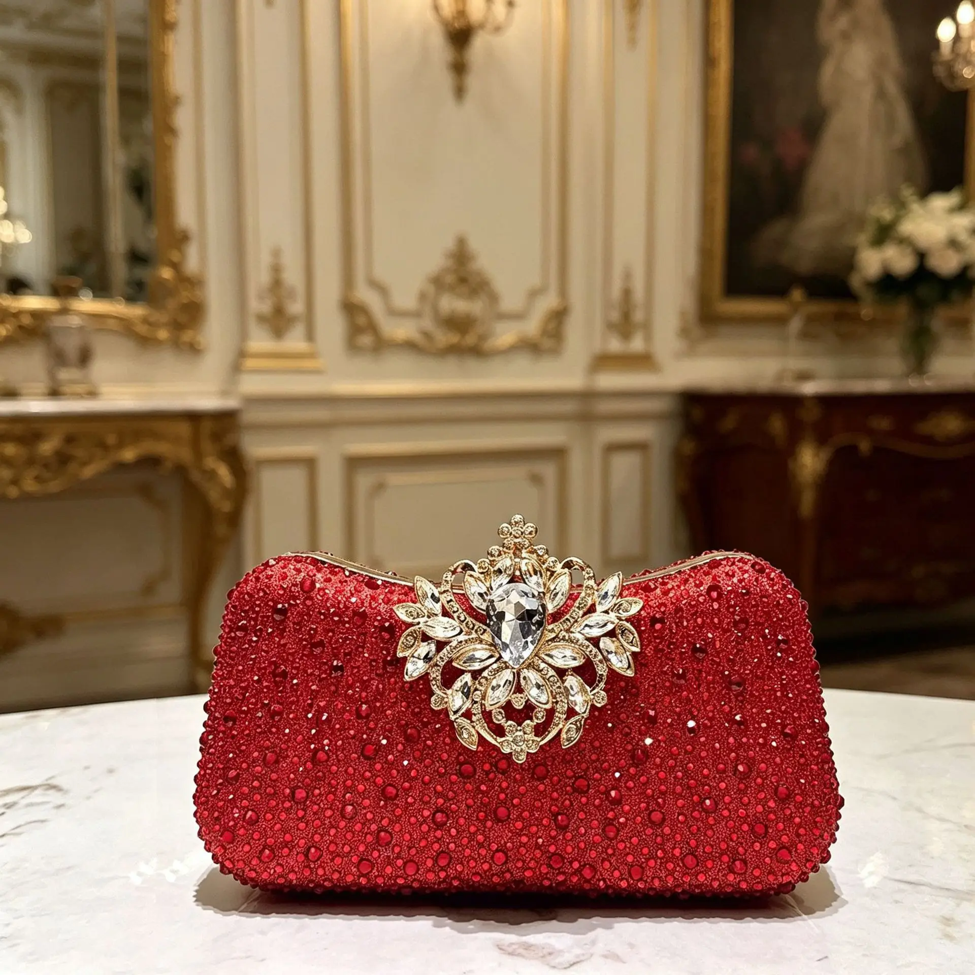 

Women Crystals Evening Bags Sparkling Flower Diamond Handbags Elegant Clutch Purses And Handbag Party Bridal Chains Shoulder Bag