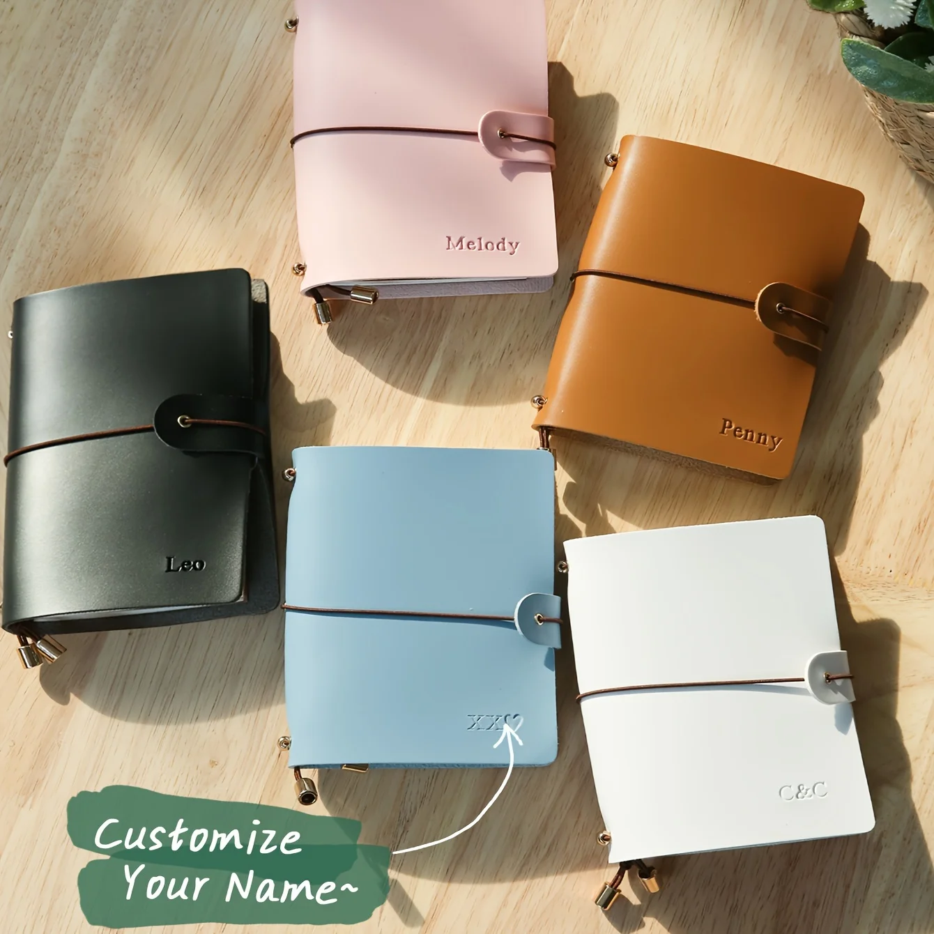 Personalized Embossed Custom Name 3-in-1 Travel Passport Holder With Notebook Card Slot Elastic Leather Travel Wallet Gift