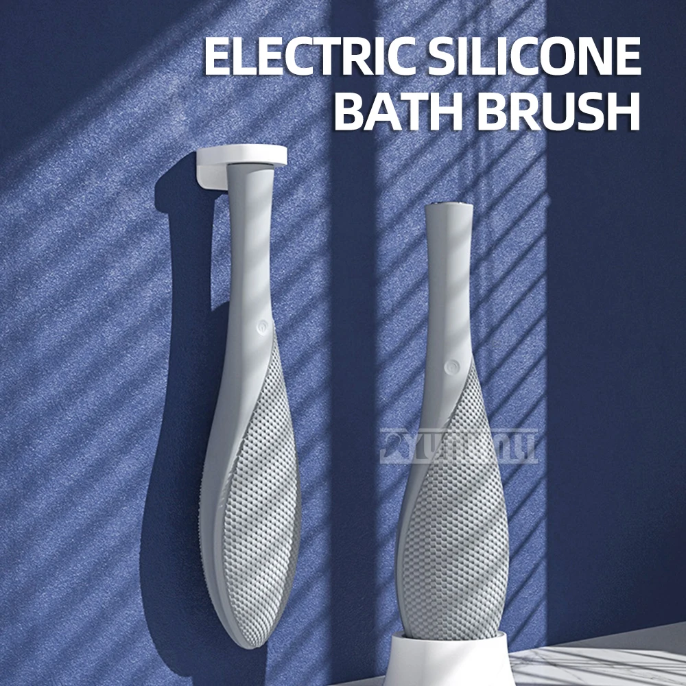 Yunlin Li Electric Silicone Bath Brush Ultrasonic Vibration Long Handle Silicone Rechargeable Massage Bath Brush Back Rub Device
