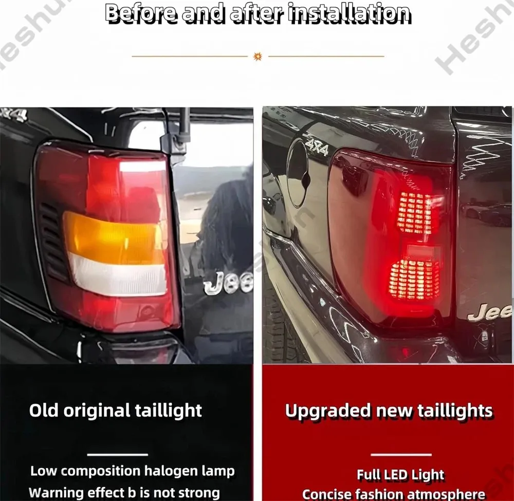 Pair LED Taillights For 1999 2000 2001 2002 2003 2004 Jeep Grand Cherokee MK2 WJ Taillamp Rear Lamp Brake Turn Signal Light
