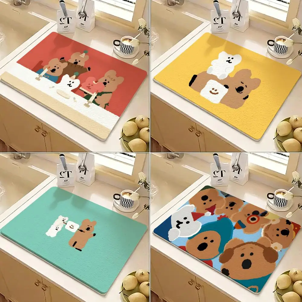 Cartoon D-Dinotaeng Cute Floor Mat Diatomite Floor Mat Fast Drying Odor Resistant Non Slip Bath Kitchen Mat