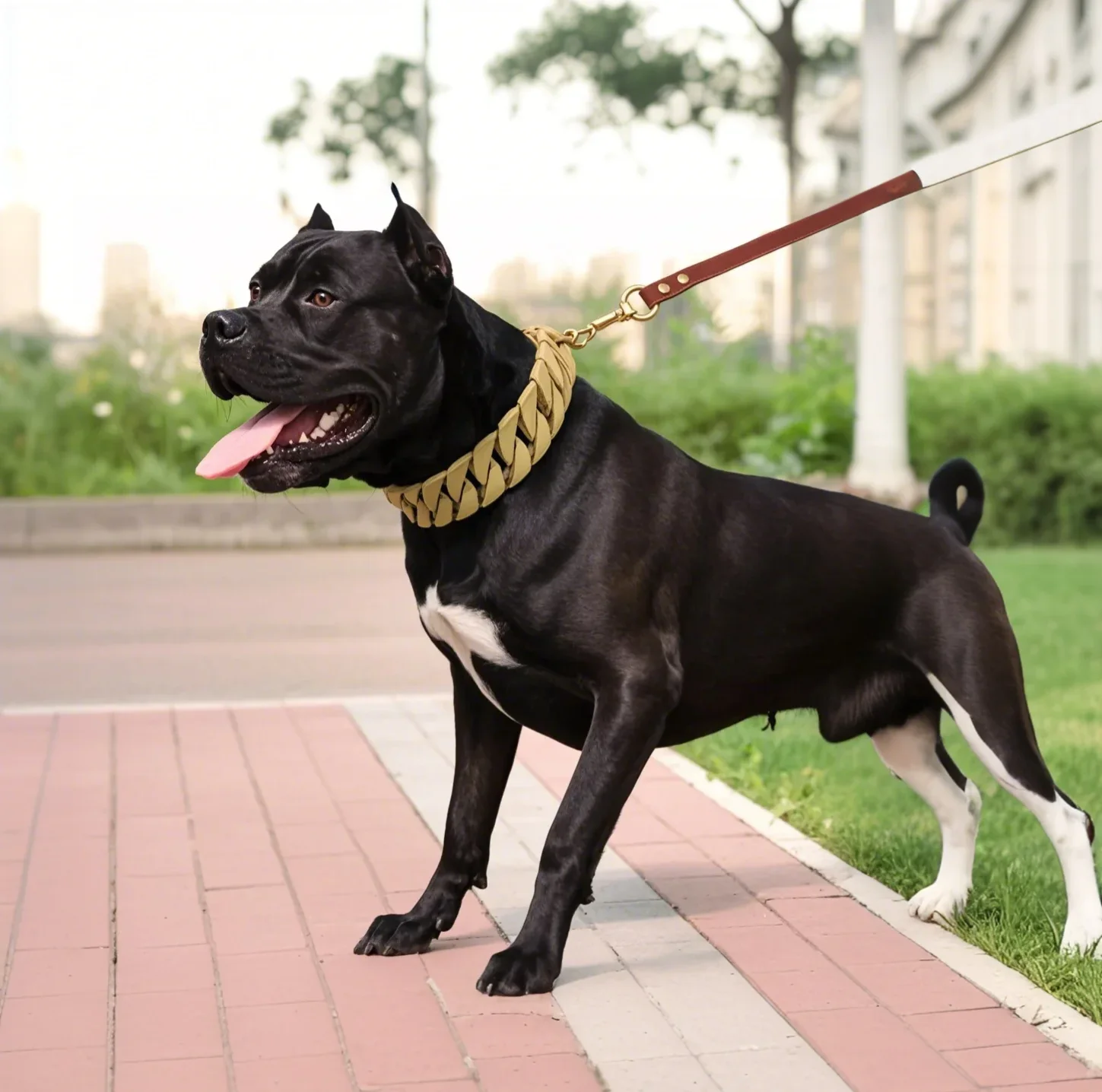 

Pet Collar Bully Metal Chain Large Dog Collar Leash Stainless Steel 32mm width Length Pitpull Bulldog Strong Collar