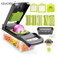 1PCS Green Black 14 in 1 Multifunctional Vegetable Slicer Cutter Shredders Slicer With Basket Fruit Potato Chopper Carrot Grater