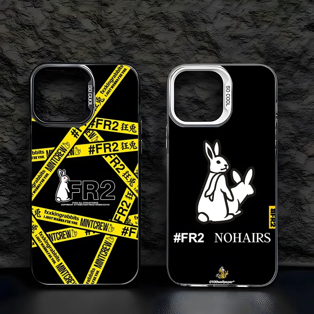 Fashion Crazy Rabbit FR2 Phone Case Trendy Brand Colored Silver Trendy Phone Case For IPhone 15 14 13 12 Pro Max 11 Couple