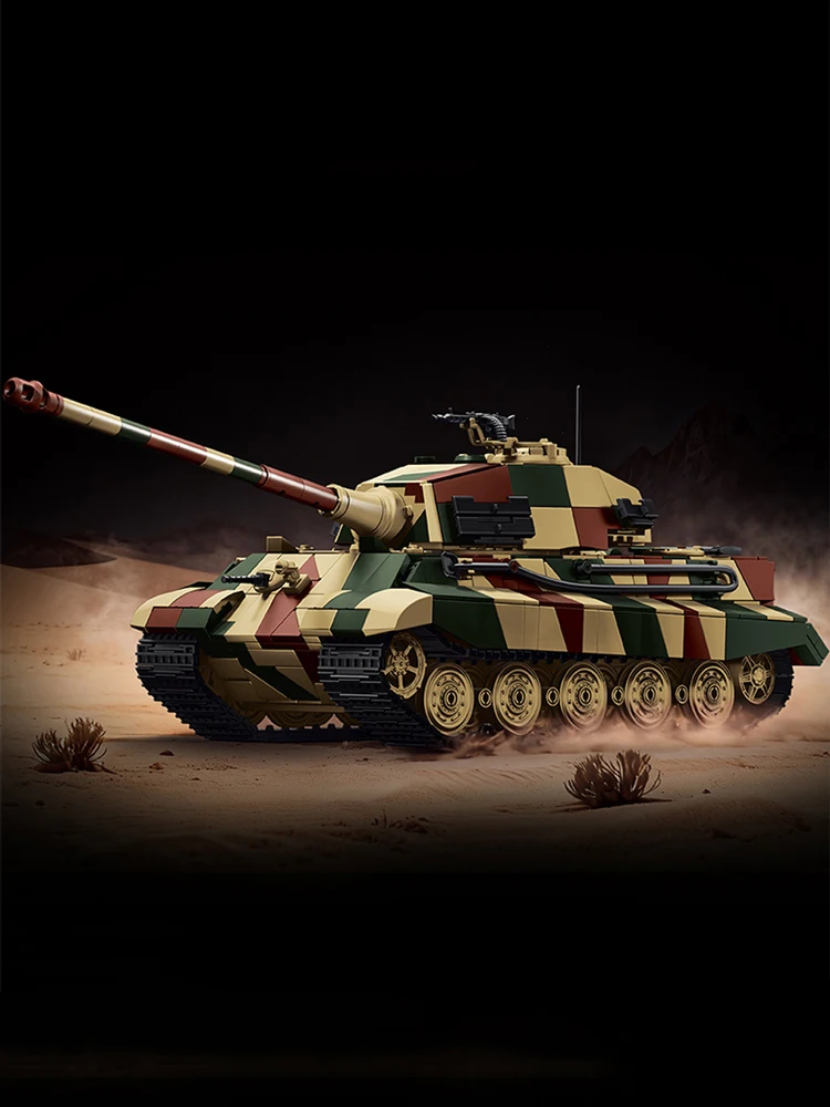 1780-teiliger Bausatz Weltkriegs-Militärpanzer Königstiger Schwerer Panzer Tigerpanzer Bausteine Modell DIY Montage-Spielzeug Geburtstagsgeschenk