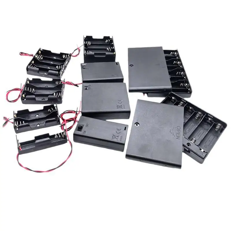 1/3Pcs AA Battery Holder Storage Case Box With Switch And Cover For AA Batteries Standard Container 1 2 3 4 6 8 Slots-F(x)