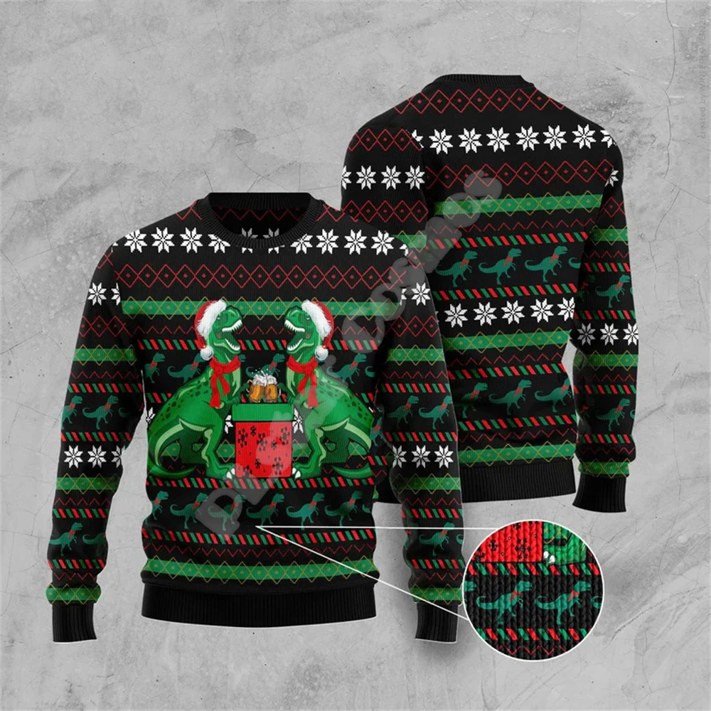 Christmas Santa Claus Cat Dog Knitted Ugly Sweater Graffiti Retro Vintage 3DPrint Pullover Harajuku Casual Funny Streetwear X5