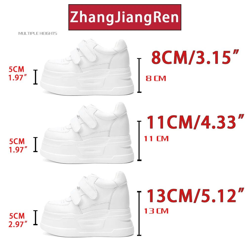 ZJR 8-13cm Women's Inner Lift Shoes Invisable Increasing Shoes Chunky Platform Sneakers Wedge Lift Shoes Quality Genuine Leather view 2