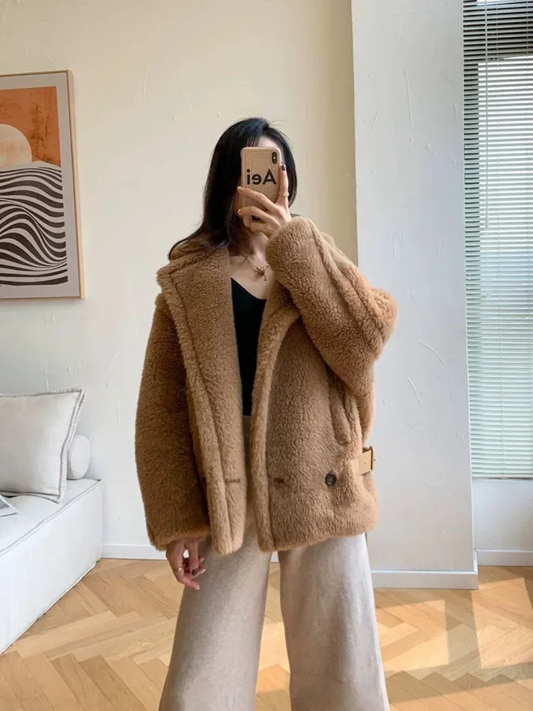 Winter Jacket Women 2024 Luxury Wool Thick Warm Teddy Bear Coat High Quality Oversized