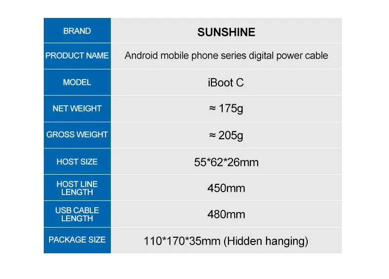 SUNSHINE iBoot C Digitales Stromkabel der Android-Handyserie, 8-V-Hochspannungsmanschette, geeignet für verschiedene Android-Telefonmodelle – Detail 14