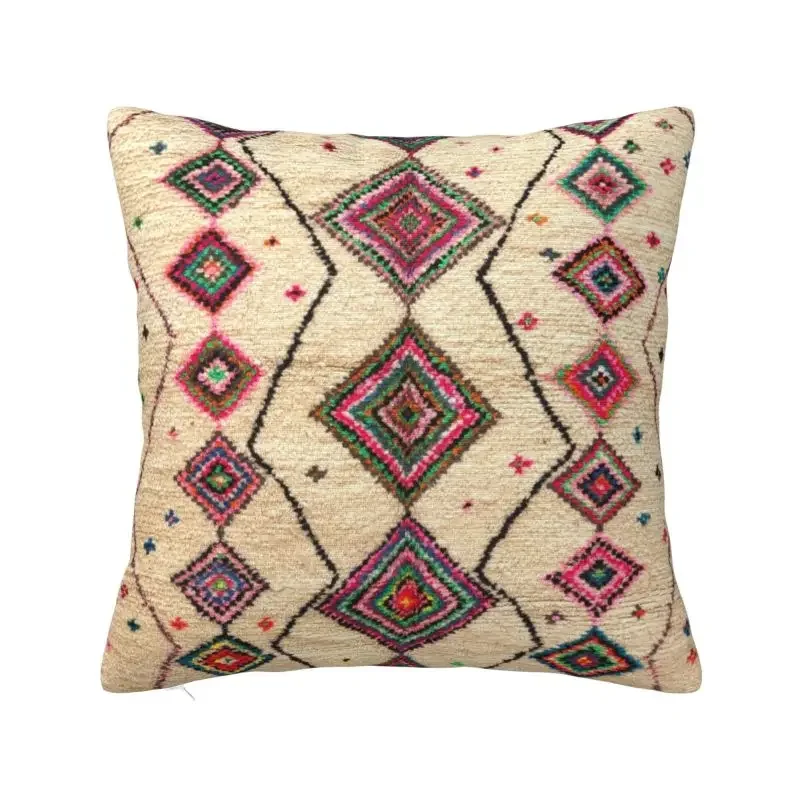 Moroccan Berber Rug Boho Style Throw Pillow for Sofa Antique Bohemian Geometric Luxury Cushion Cover Velvet Pillowcase