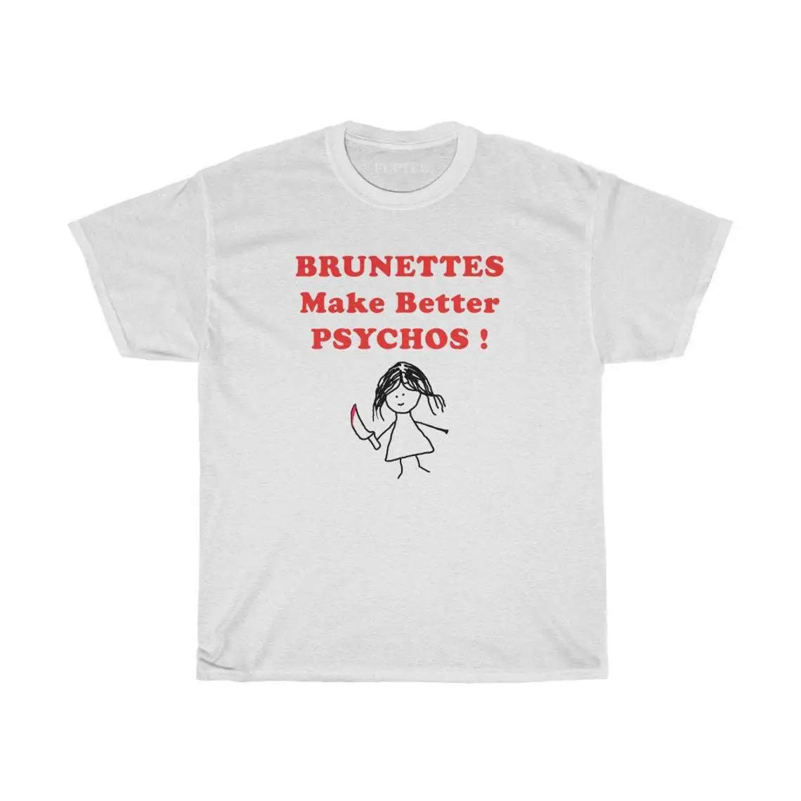 Brunettes Make Better Psychos Men T Shirts Girl Hold Knife Graphic Tee Shirts Unisex Clothing Tops Gothic Cotton Vintage T-shirt