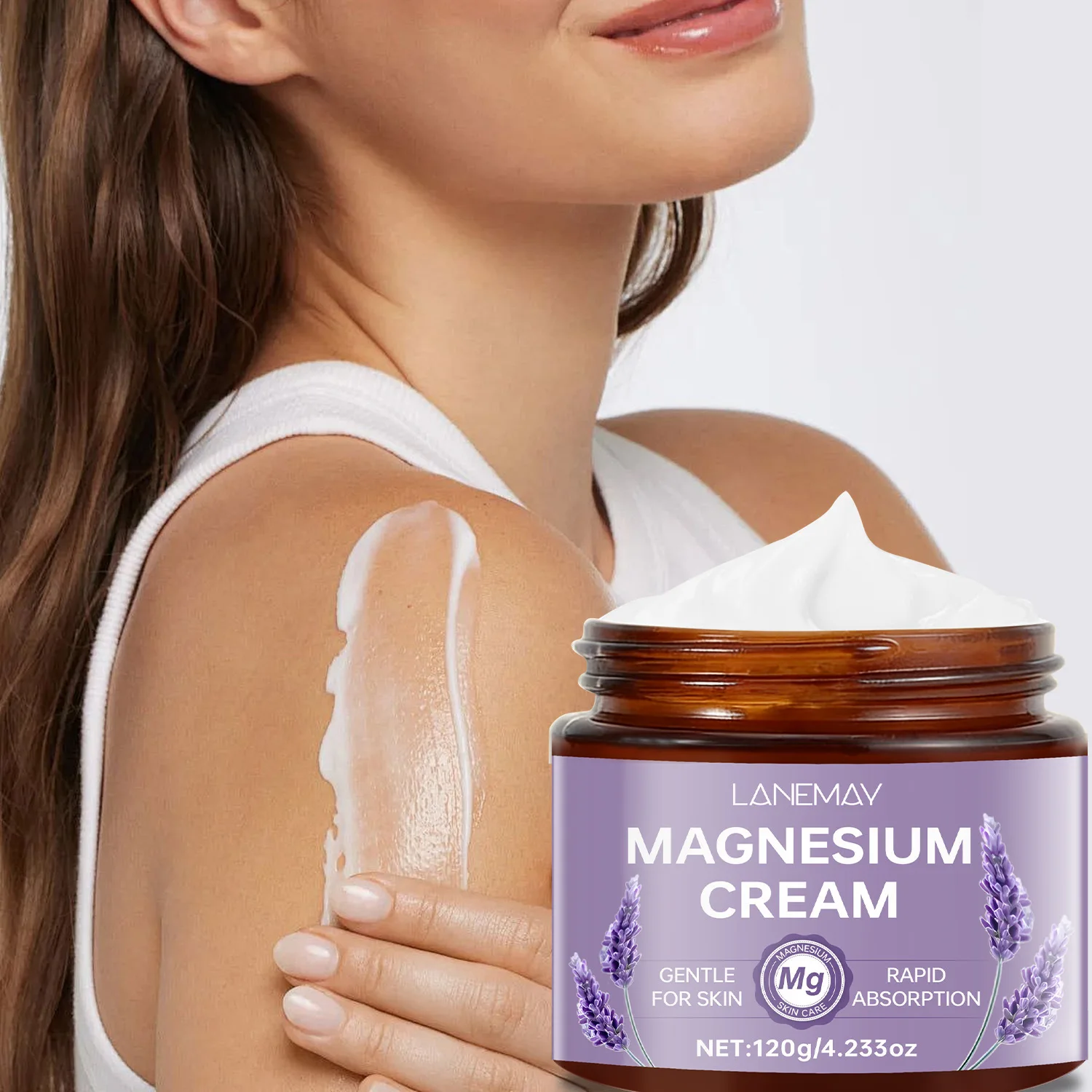 Lavender Magnesium Cream with Bee Venom – Gentle Formula for Rapid Absorption, Anti-Stress Body Cream for Relaxation.