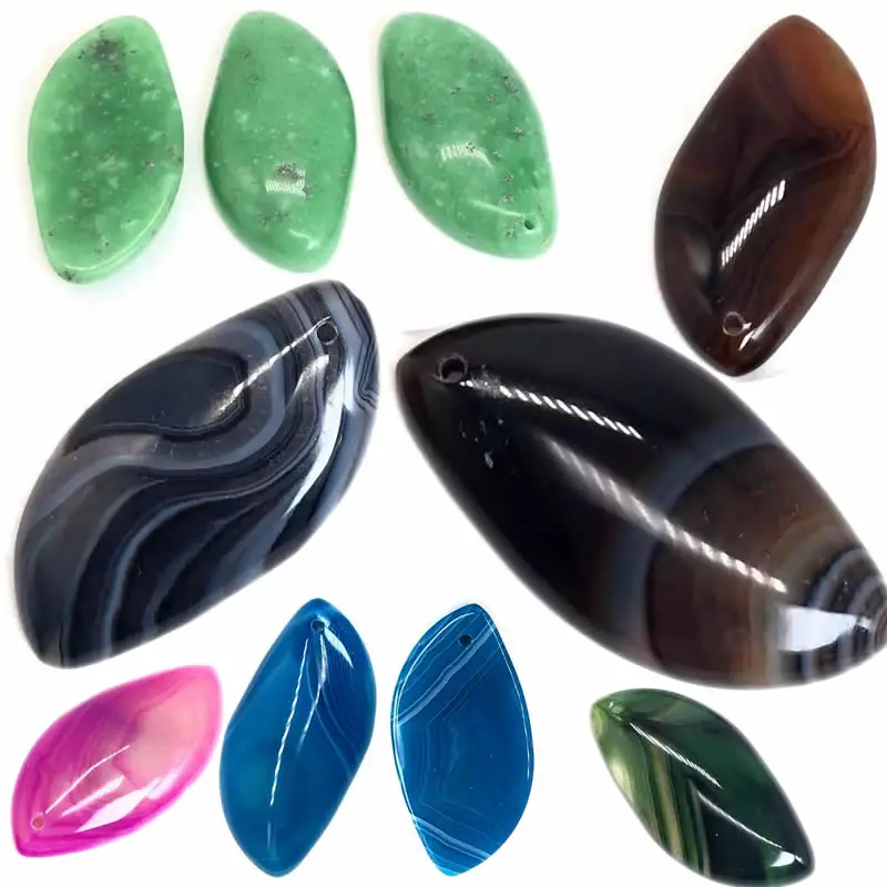 Natural Stone Pendant Leaf shape Agate crystal Quartz Charms For Jewelry DIY Necklace Bracelet Earring Accessories Making
