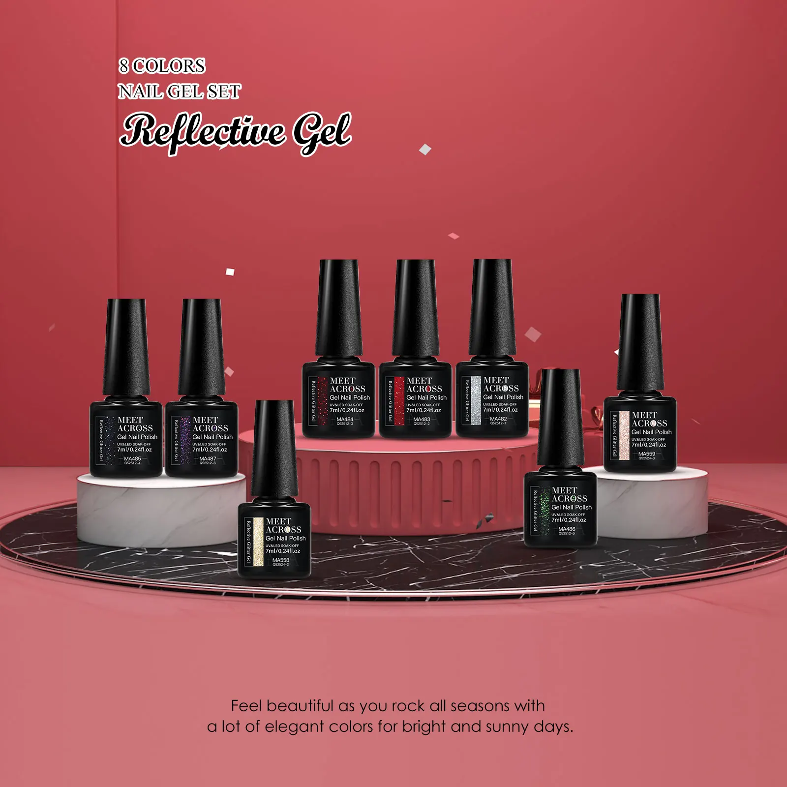 8 قطعة طقم طلاء أظافر جل لامع مستلزمات الأظافر شبه دائمة ورنيش مانيكير لربيع وصيف زينة الأظافر تصميم ذاتي الصنع #6