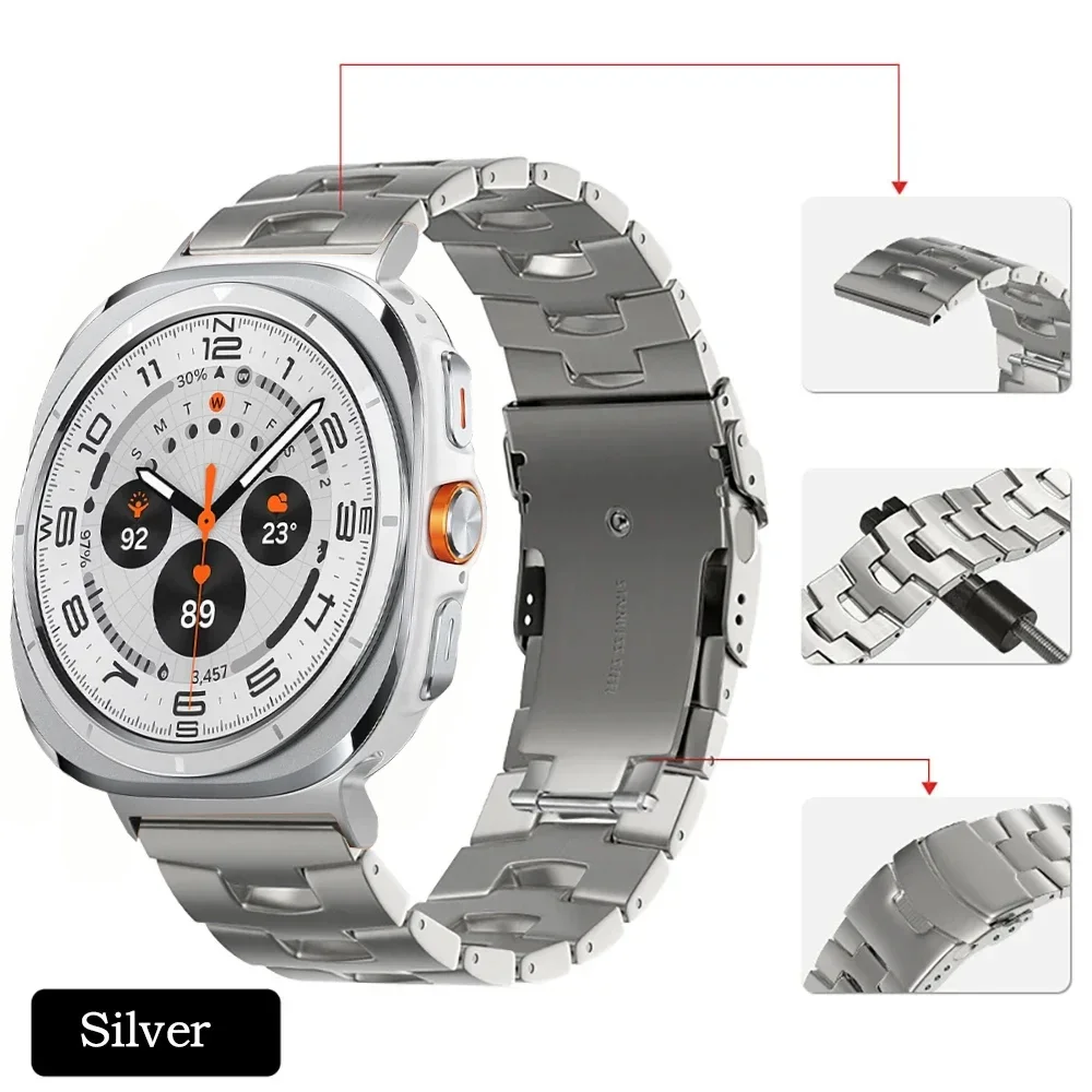 Titan-Armband für Samsung Galaxy Watch Ultra 47mm Luxuriöses Klassisches Leichtgewicht-Armband Galaxy Watch 8 Ultra Gürtel Handgelenksband
