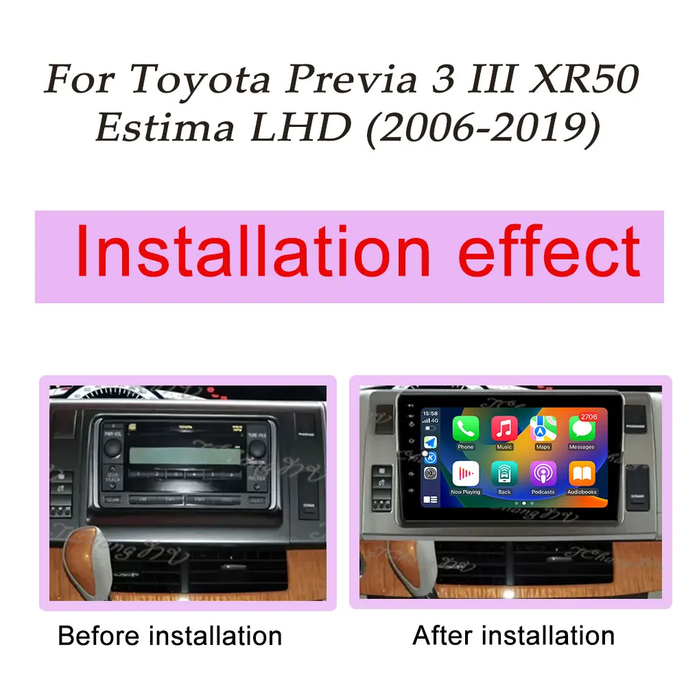 Carplay Car Radio Video Multimedia Player Split Screen GPS Navi for Toyota Previa 3 III XR50 Estima LHD 2006 - 2019 DSP Stereo