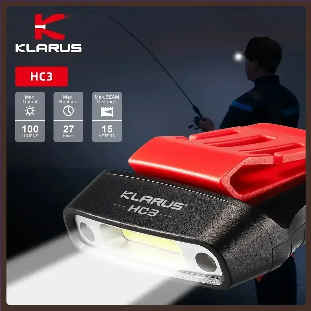 

Klarus HC3 Rechargeable COB Headlight USB Head Flashlight 100lm Clip on Hat Light Motion Sensor Headlamp for Fishing Camping