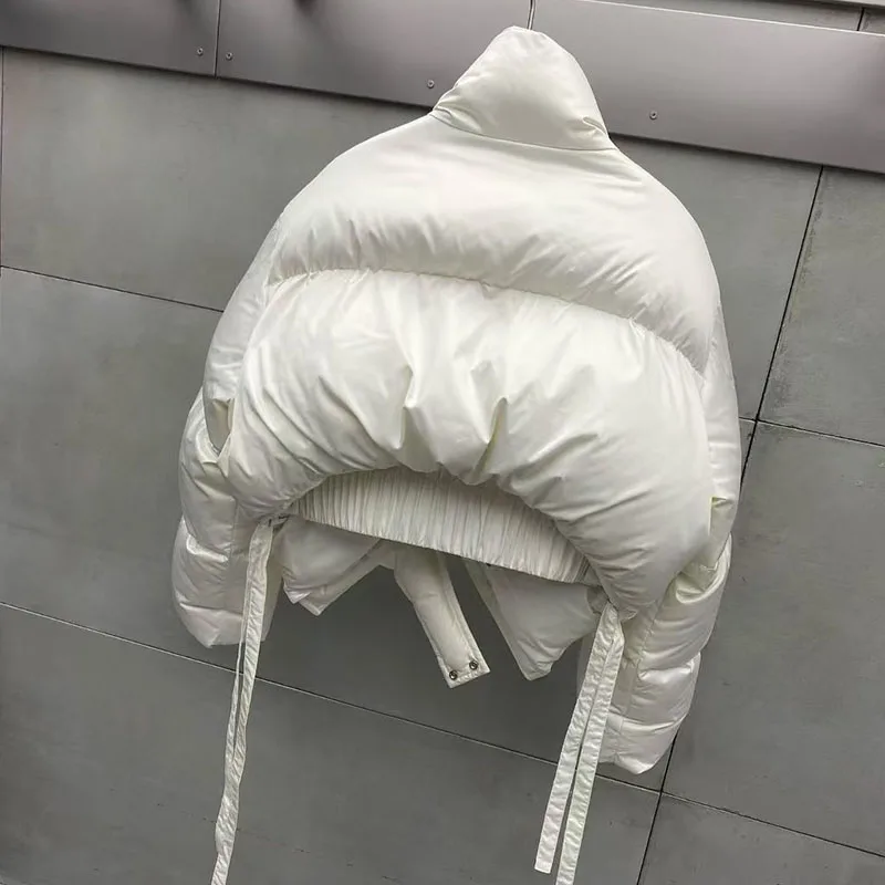 Women's Stand-Up Collar Down Jacket, Short Warm Jacket with Slit Hem, High-Quality White Duck Down Jacket, 2026, New Arrival，y2k