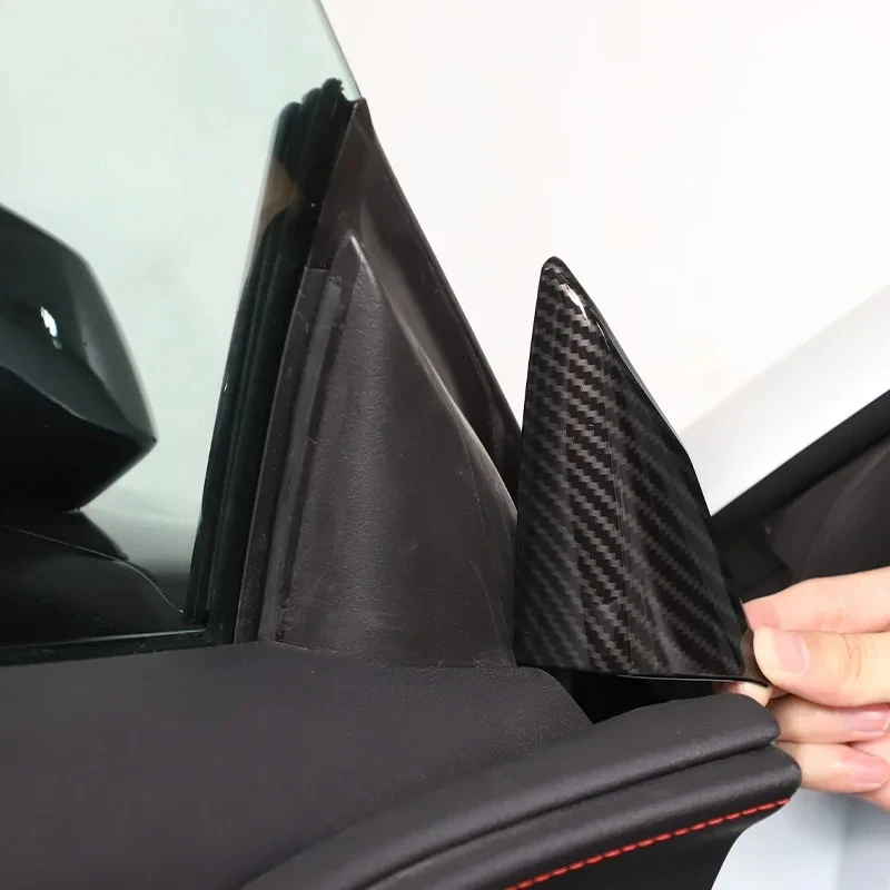 ABS Carbon Fiber/Red For Chevrolet Corvette C8 Z06 Z51 2020-2023 Car Door A-pillar Trim Cover Speaker Cover Sticker Accessories