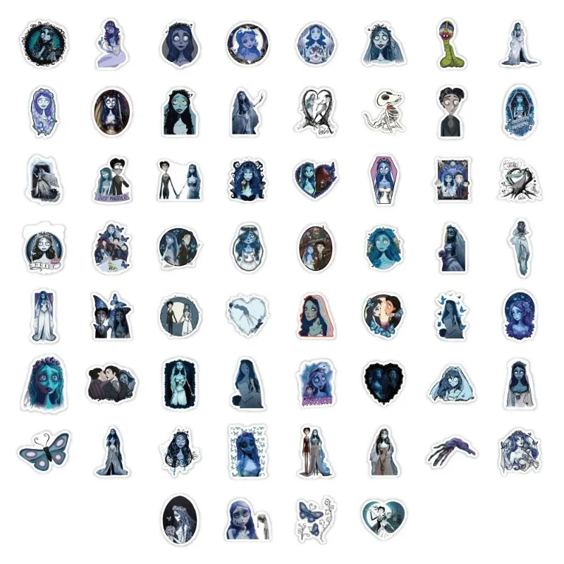 60pcs Animated Movie Corpse Bride Sticker Suitcase Water Cup Car Stationery Mobile Phone Decoration Waterproof Sticker