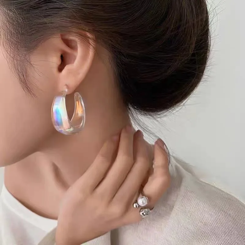 Moda koreańskie kolczyki w kolorze AB szerokie typu C kolczyki damskie w stylu Vintage nieregularne zwisające kolczyki dla kobiecej biżuterii imprezowej — zdjęcie 7