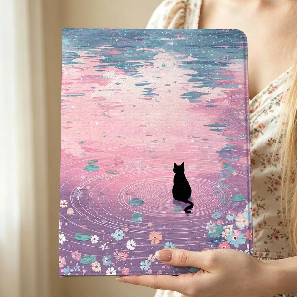Black Cat Pattern Pen Tray For Huawei MediaPad MatePad Honor Pro V6 9 V8 X9 X 10 13.3 12.3 11 11.5 Inch Tablet Case