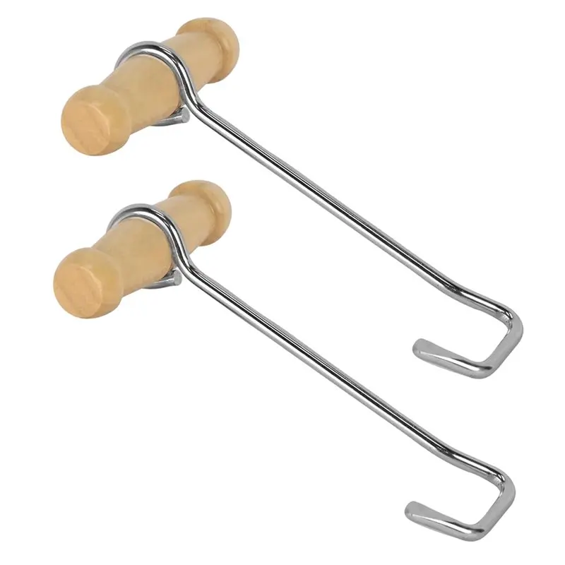 [Touchbuy】 Pair Of Metal Shoe Hooks For Effortless Boot Pulling, For Cowboy Boots 2 Pcs Wooden Handle Boot Hooks Boot Puller