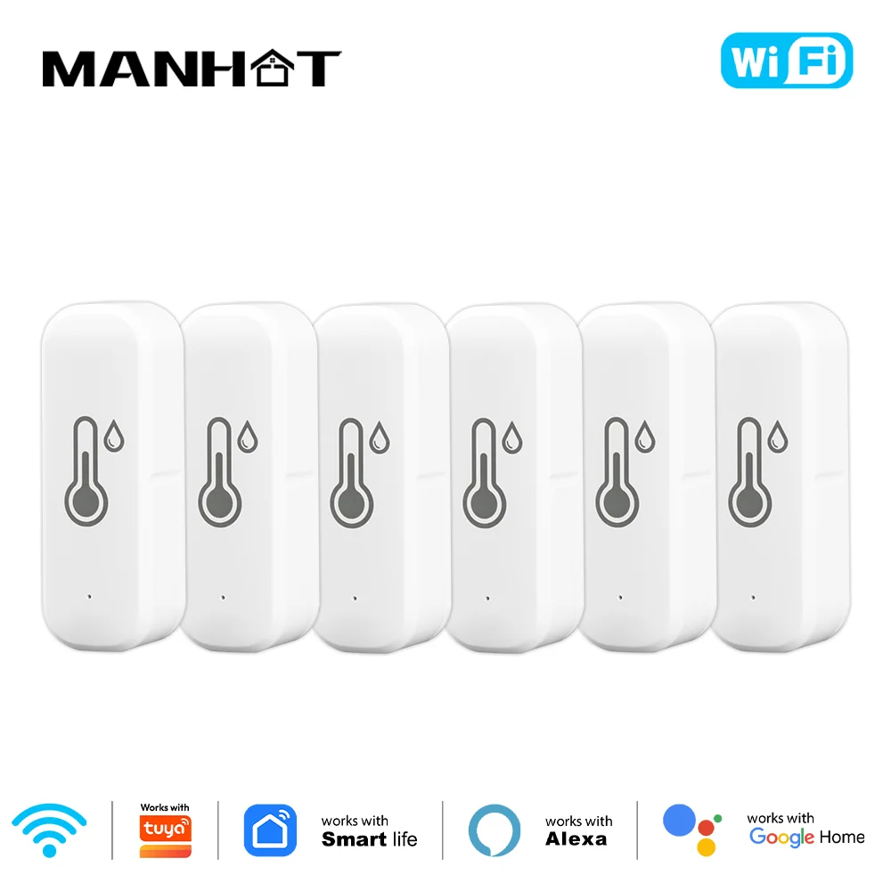 Manhot Wifi Smart Temperature Humidity Sensor Indoor Thermomete Monitoring Controller Smart Life Works With Alexa Google Home