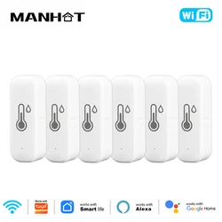 Manhot Wifi Smart Temperature Humidity Sensor Indoor Thermomete Monitoring Controller Smart Life Works With Alexa Google Home