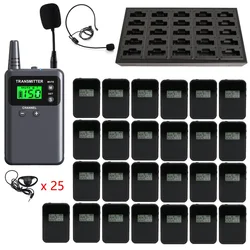 Wireless Whisper Tour Audio Guide System Simultaneous Interpretation System  with Earphones 1 Transmitter 25 Receivers 1 Charger