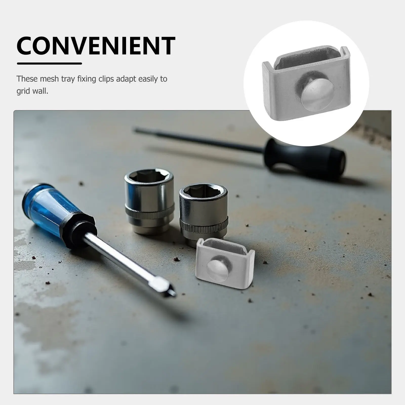 20Pcs Stainless Steel Mesh Panel Fixing Clamps Heavy Duty Grid Wall Panel Connectors Wire Fence Tray Connector Bracket Display