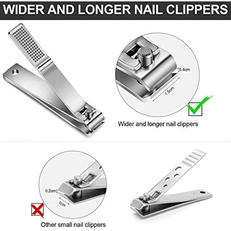 Toenail Clippers Straight Edge Toenail Clippers Stainless Steel Nail Clippers For Men Women Thick Nails, 6PCS,Silver image 3