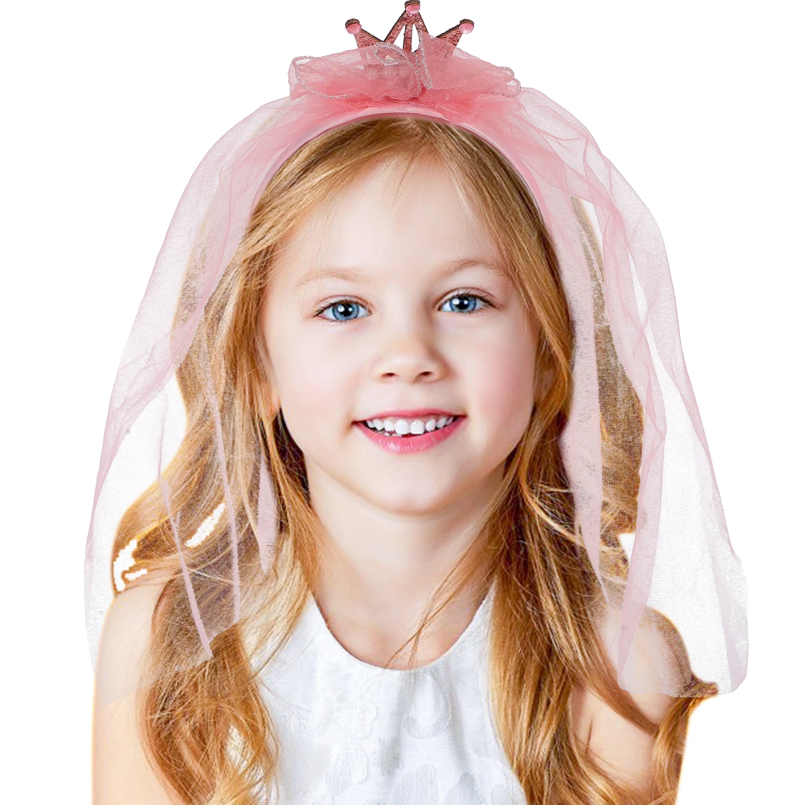 

Kids Crown Girl Veil Headband Wedding Veil Kids Wedding Party Accessories Girl Headdress Photo Props Charm Style