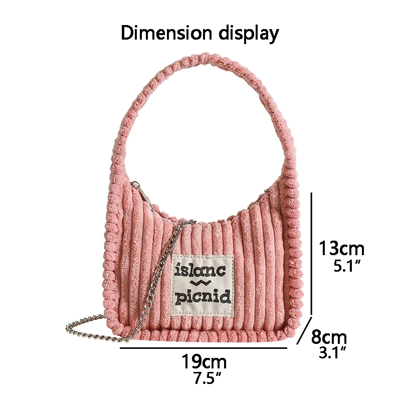 Corduroy Designer Handbags Mini Totes Bags Purses Fashion Girls Cute Letters Chain Shoulder Bags for Women 2024 Crossbody Bags