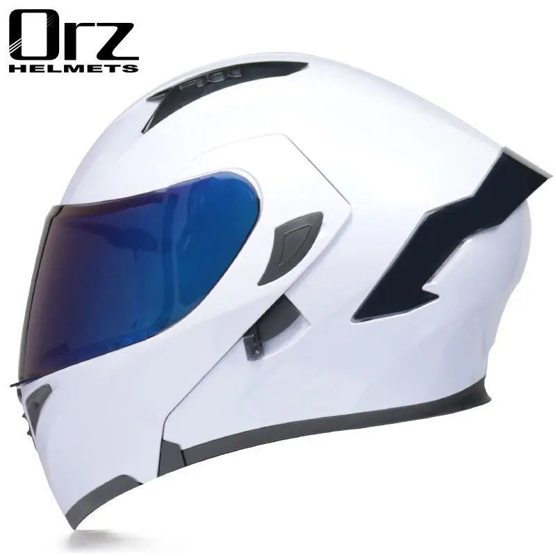 Hot Sales ORZ Fashion Motorcycle Helmet With Dual Mirror Film Head Bluetooth Helmet Men's Women Motorcycle Four Season Tail Wing