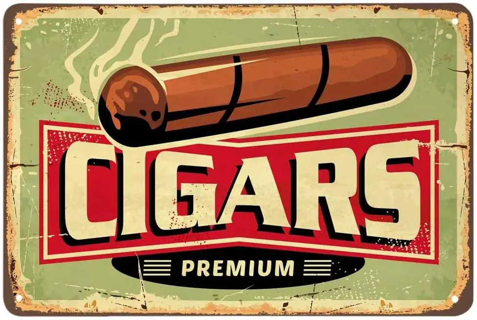 AOYEGO Cigars Shop Tin Sign, Vintage Metal Signs for Cafes Bars Pubs Wall Decorative Funny Retro Men Women -a
