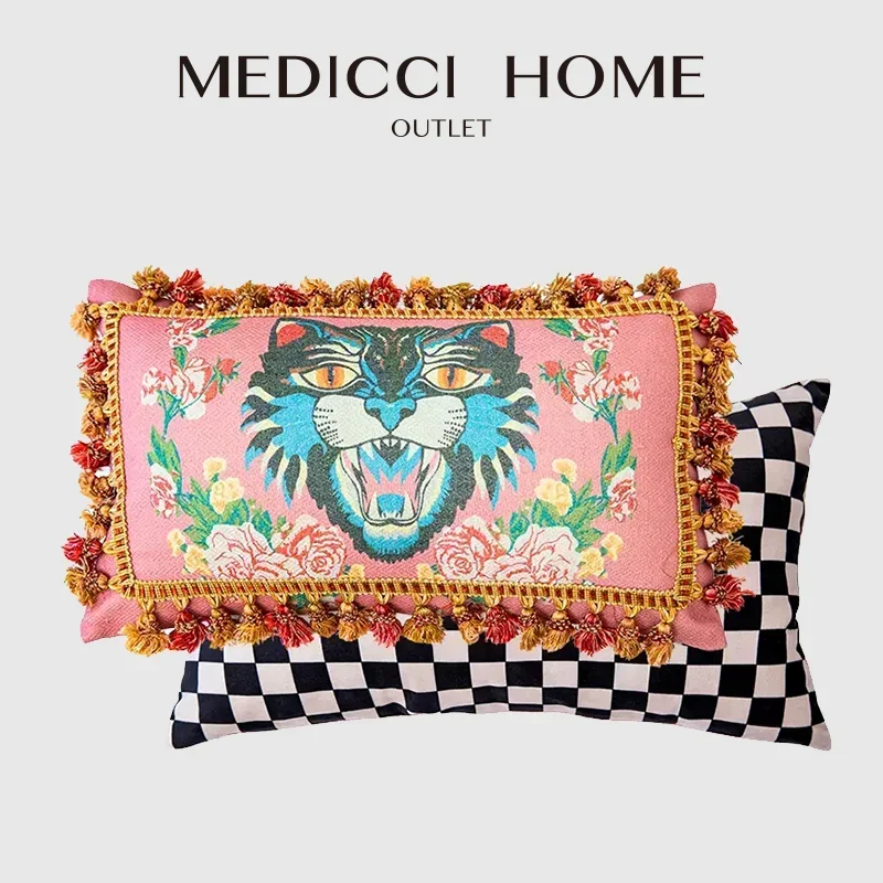 Medicci Home GG Cushion Cover Best Valentine's Home Gift Cat Print Design Velvet Throw Pillow Case Luxury Cushions Hand Made