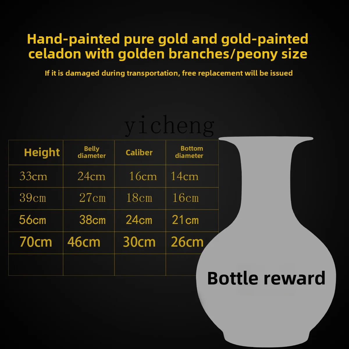 L7-8 ceramic hand-painted gold-painted vase vase ornament new Chinese living room flower arrangement office decoration