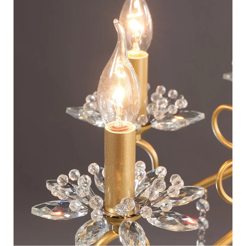 غرفة نوم كريستال الثريا غرفة الطعام الذهب الحد الأدنى غرفة المعيشة غرفة الأميرة الأمريكية 2025 تركيبة إضاءة جديدة على الطراز الفرنسي